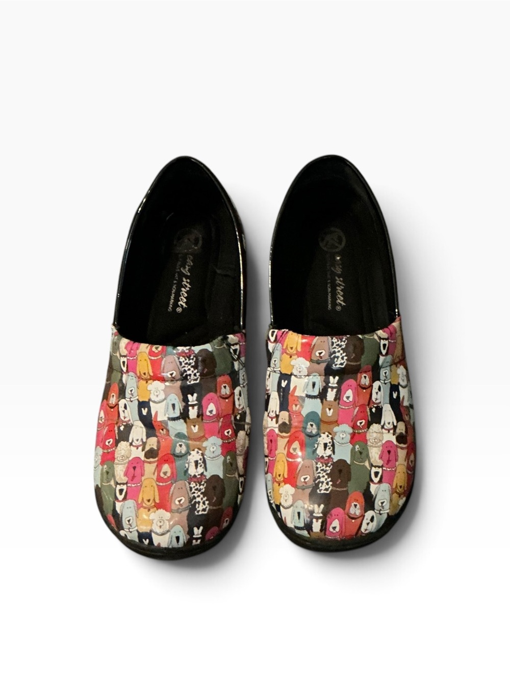Easy Street Multicolor Dog Print Wedge Shoes Size 10W